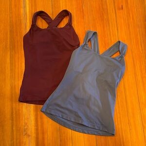 Set of Two PrAna Phoebe Yoga Workout Cross-back Tanks Small